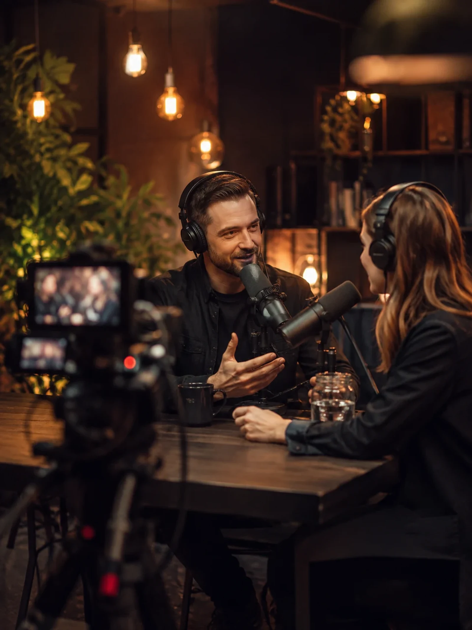 Produção profissional de podcast e entrevista