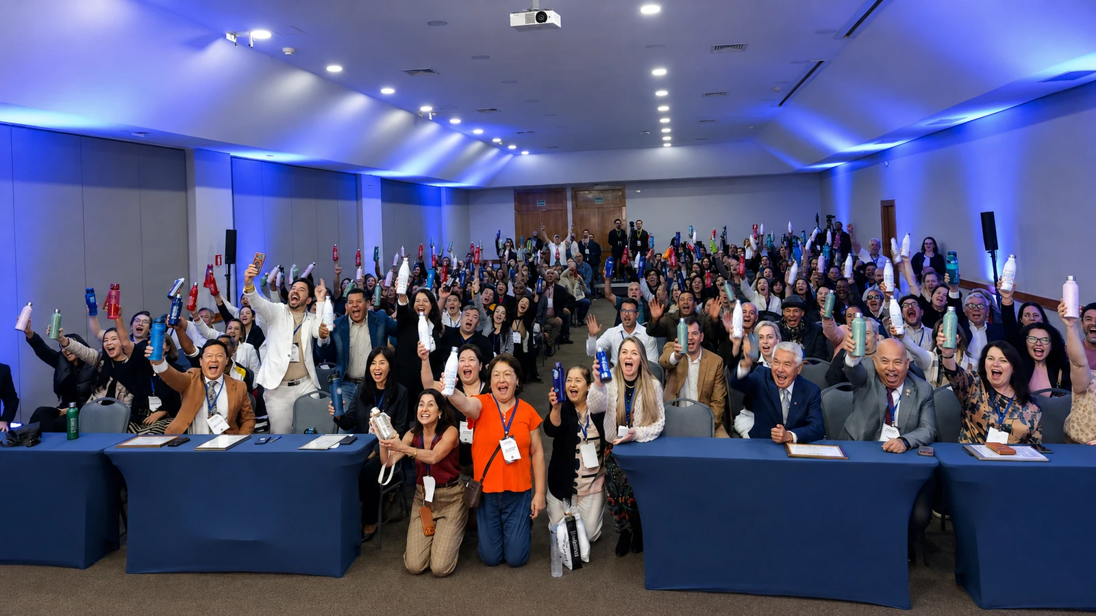 Congresso com painel de LED e iluminação